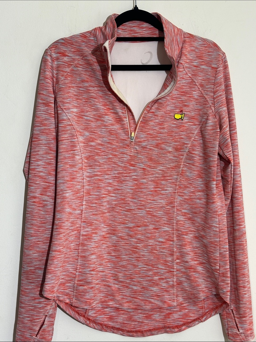 Coral Pink Heather Quarter-Zip Pullover with Embroidered Logo
